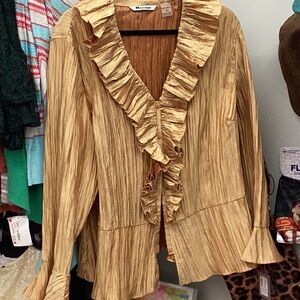 Ruffled gold Blouse by Peter nygard